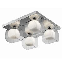 Plafon Happy 4 AZzardo 2192-4XA AZ0485 nowoczesny białe klosze okryte transparentnymi wykończenie chromowane