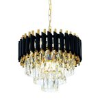 Lampa wisząca MAZINI LDP 6003-400 (BK+GD) Lumina Deco Kryształowa czarna złota 40 cm - 5