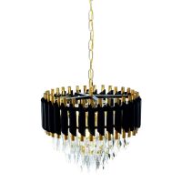Lampa wisząca MAZINI LDP 6003-400 (BK+GD) Lumina Deco Kryształowa czarna złota 40 cm