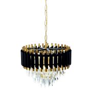 Lampa wisząca MAZINI LDP 6003-400 (BK+GD) Lumina Deco Kryształowa czarna złota 40 cm