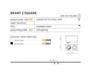 Lampa sufitowa techniczna Plafon Brant 2 square AZ2827 AZzardo czarna oprawa w nowoczesnym stylu podwójna - 2
