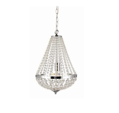 Lampa wisząca GRÄNSÖ granso 104889  Markslojd Styl pałacowy glamour przezroczyste kryształki metalowe elementy w kolorze chromu źródło światła E27 30 cm szerokości