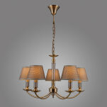 Lampa wisząca ZANOBI PND-43272-5 Italux PIĘCIORAMIENNY ŻYRANDOL W KOLORZE ANTYCZNEGO BRĄZU SZKLANE AKCENTY DODAJĄCE UROKU  - 3