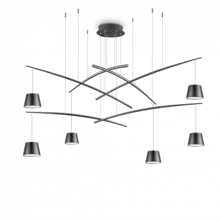 LAMPA WISZĄCA Żyrandol Fish Sp6 196992 NOWOCZESNY IP20  METAL oprawa wisząca w kolorze czarnym Ideal Lux LAMPA WEWNĘTRZNA LED