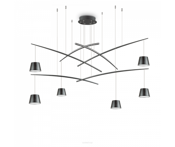 LAMPA WISZĄCA Żyrandol Fish Sp6 196992 NOWOCZESNY IP20  METAL oprawa wisząca w kolorze czarnym Ideal Lux LAMPA WEWNĘTRZNA LED