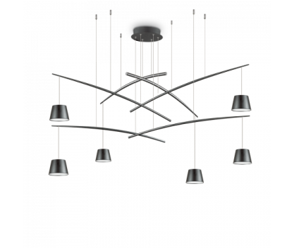 LAMPA WISZĄCA Żyrandol Fish Sp6 196992 NOWOCZESNY IP20  METAL oprawa wisząca w kolorze czarnym Ideal Lux LAMPA WEWNĘTRZNA LED