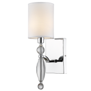 KINKIET CANCUN lampa ścienna ozdobiona kryształkami z klasycznym białym abażurem COSMO light W01780WH