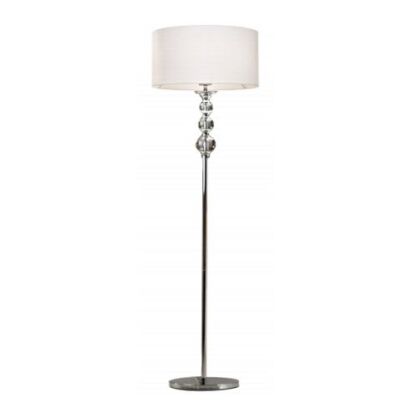 Lampa podłogowa Rea RLL93163-1W Zuma Line biały okrągły abażur podstawa chromowana kryształowe kule