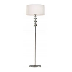 Lampa podłogowa Rea RLL93163-1W Zuma Line biały okrągły abażur podstawa chromowana kryształowe kule