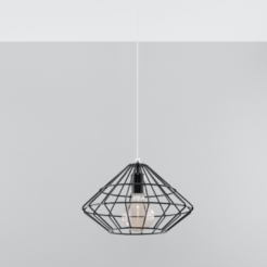 Loftowa Nowoczesna Lampa wisząca  Umberto czarna SL.0294  klosz z metalu druciasty
