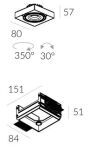 Lampa wpuszczana Tweet 50.1 Trimless mini.LED Labra  4.1162  techniczna kwadrat ruchoma głowica różne kolory wykończenia - 4