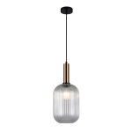 Lampa wisząca ANTIOLA PND-5588-1L-BRO+CL Italux  KARBOWANY TRANSPARENTNY SZKLANY KLOSZ  MOSIĘŻNE WYKOŃCZENIE NOWOCZESNA - 2