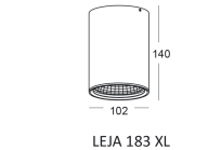 Lampa sufitowa LEJA 183 XL ELKIM TUBA wys. 14 cm IP65 zewnętrzna/wewnętrzna czarna lub biała  - 3