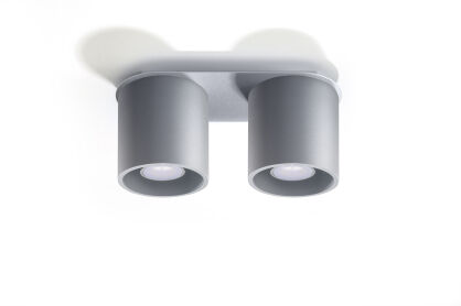 Okrągła lampa sufitowa plafon podwójny szary Orbis 2 walec SOLLUX LIGHTING SL.0055 techniczna nowoczesna okrągła