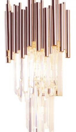 Lampa ścienna kinkiet Vogue Maxlight W0227 elegancki wykonany ze złotych rurek oraz szkła   