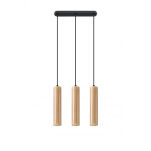 LAMPA  WISZĄCA LINO 3  DREWNIANE TUBY NA CZARNEJ  PODŁUŻNEJ PODSUFITCE PROSTA ELEGANCKA SL.0638 SOLLUX - 3
