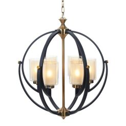 Lampa wisząca BERGEN LDP 1232-6 (BK+MD) Lumina Deco loftowa 