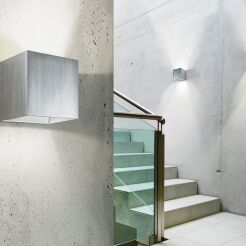 Kinkiet Mars  aluminium AZzardo GM1109 AZ0895  techniczny z metalu w kolorze aluminium kwadrat świeci  w górę i dół