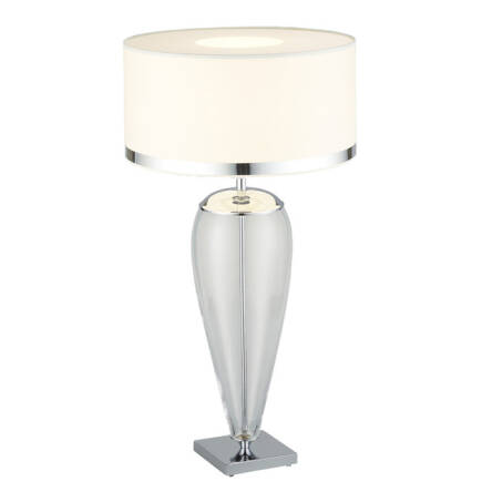 Lampa stołowa LORENA 356 Argon Transparentna podstawa biały klosz wysokość 75 cm elegancka