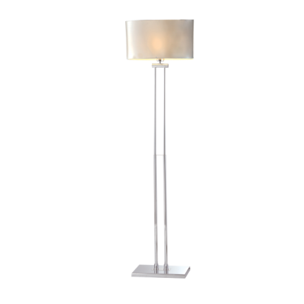 Lampa podłogowa Athens - F01451WH CR COSMO Light nowoczesna lampa z metalową podstawą o wykończeniu chromowanym biały owalny abażur