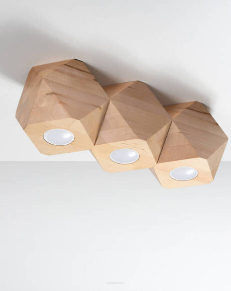 Lampa sufitowa WOODY 3 SL.1010 SOLLUX LIGHTING geometryczna drewniana