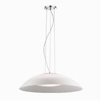Lampa wisząca Lena SP3 D64 Ideal Lux 035727 klosz z satynowego w kolorze białym, natomiast oprawa z chromowanego niklu