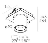 Lampa wpuszczana Auro Base 90x1 WP Labra  4.1170 tuba kwadratowa podstawa techniczna LED różne kolory wykończenia - 4