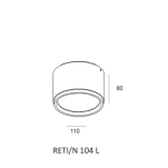 LAMPA SUFITOWA RETI/N 104 L Natynkowa lampa techniczna tuba LED 10W 3000K 2 kolory - 3