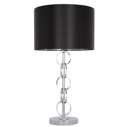  Lampa stołowa  Lima - T01946CH Cosmo Light  Klosz jest czary ze srebrnym wnętrzem podstawa z okręgów w kolorze chromu