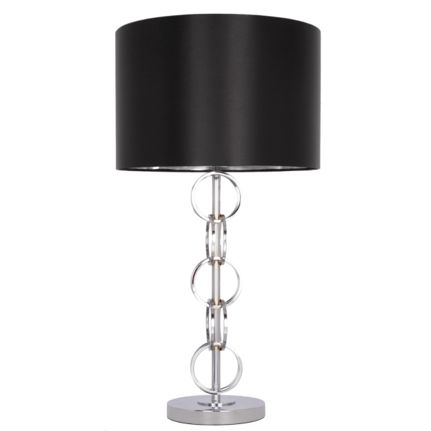  Lampa stołowa  Lima - T01946CH Cosmo Light  Klosz jest czary ze srebrnym wnętrzem podstawa z okręgów w kolorze chromu