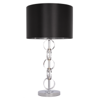  Lampa stołowa  Lima - T01946CH Cosmo Light  Klosz jest czary ze srebrnym wnętrzem podstawa z okręgów w kolorze chromu