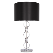 Lampa stołowa  Lima - T01946CH Cosmo Light  Klosz jest czary ze srebrnym wnętrzem podstawa z okręgów w kolorze chromu