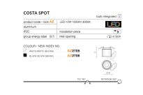 Plafon  COSTA SPOT AZ2705 wbudowany LED techniczna funkcjonalna biała AZzardo - 2