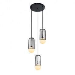 Lampa wisząca MATTY MDM-3939/3 BK Italux CZARNA METALOWA OPRAWA 3 ZWISY OKRĄGŁA PODSUFITKA 