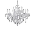 Lampa wisząca Florian SP12 CROMO Ideal Lux  035604 metalowa oprawa w kolorze chromu podstawki z przezroczystego szkła ozdobiony jest zawieszkami z kryształków - 2