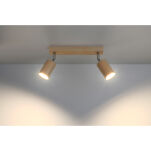 PLAFON BERG 2 LAMPA SUFITOWA NATURALNE DREWNO+CHROM 2 RUCHOME ŹRÓDŁA ŚWIATŁĄ IDEALNA DO SALONU TUBA NOWOCZESNA SL.0702 SOLLUX - 3