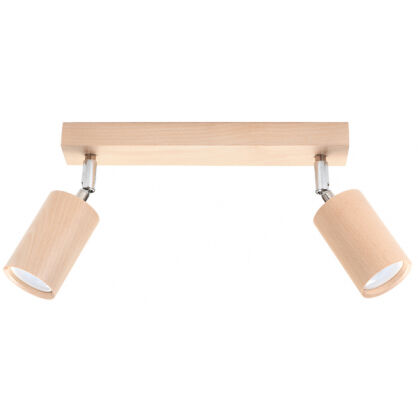 PLAFON BERG 2 LAMPA SUFITOWA NATURALNE DREWNO+CHROM 2 RUCHOME ŹRÓDŁA ŚWIATŁĄ IDEALNA DO SALONU TUBA NOWOCZESNA SL.0702 SOLLUX