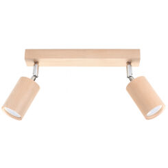 PLAFON BERG 2 LAMPA SUFITOWA NATURALNE DREWNO+CHROM 2 RUCHOME ŹRÓDŁA ŚWIATŁĄ IDEALNA DO SALONU TUBA NOWOCZESNA SL.0702 SOLLUX
