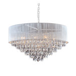 Lampa wisząca Singapore - P09376WH COSMO Light kształtem przypomina biały walec  o średnicy 80 cmspod klosza wystają kryształki - 2