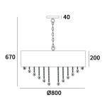 Lampa wisząca Singapore - P09376WH COSMO Light kształtem przypomina biały walec  o średnicy 80 cmspod klosza wystają kryształki - 4