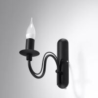 Klasyczna Lampa Ścienna Świeca Kinkiet MINERWA Czarny Czarny SL.220 styl pałacowy