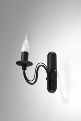 Klasyczna Lampa Ścienna Świeca Kinkiet MINERWA Czarny Czarny SL.220 styl pałacowy