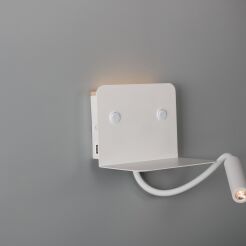 Lampka ścienna VERA AZ4417 USB 3000K biała do czytania, wąska tuba umieszczona na ruchomej "gęsiej szyjce"