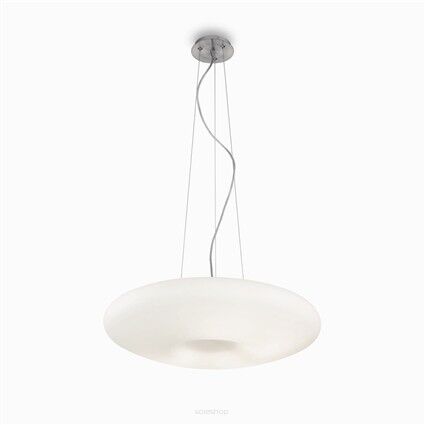 Lampa wisząca Glory SP3 D50 Ideal Lux  019734  Klosz wykonany jest z białego trawionego kwasem ręcznie dmuchanego szkła oprawa w kolorze niklu