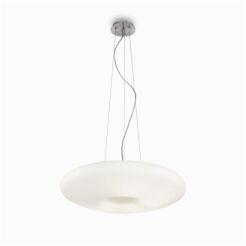 Lampa wisząca Glory SP3 D50 Ideal Lux  019734  Klosz wykonany jest z białego trawionego kwasem ręcznie dmuchanego szkła oprawa w kolorze niklu