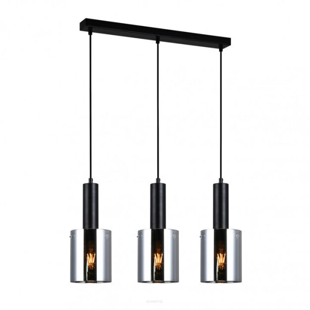 Lampa wisząca SARDO PND-5581-3-BK+SG Italux Czarna podłużna podsufitka Dymione klosze w kształcie tub długość 61 cm 