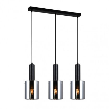 Lampa wisząca SARDO PND-5581-3-BK+SG Italux Czarna podłużna podsufitka Dymione klosze w kształcie tub długość 61 cm 