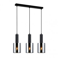 Lampa wisząca SARDO PND-5581-3-BK+SG Italux Czarna podłużna podsufitka Dymione klosze w kształcie tub długość 61 cm 