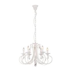 LAMPA WISZĄCA ZUMA LINE NOVIA PENDANT RLD94217-6A biała styl pałacowy kryształek 6 źródeł światła