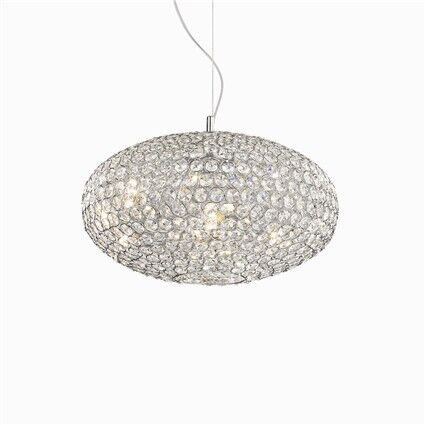 Lampa wisząca Orion SP8 Ideal Lux 066387   klosz  z chromowanych pierścieniami z  kryształkami w środku